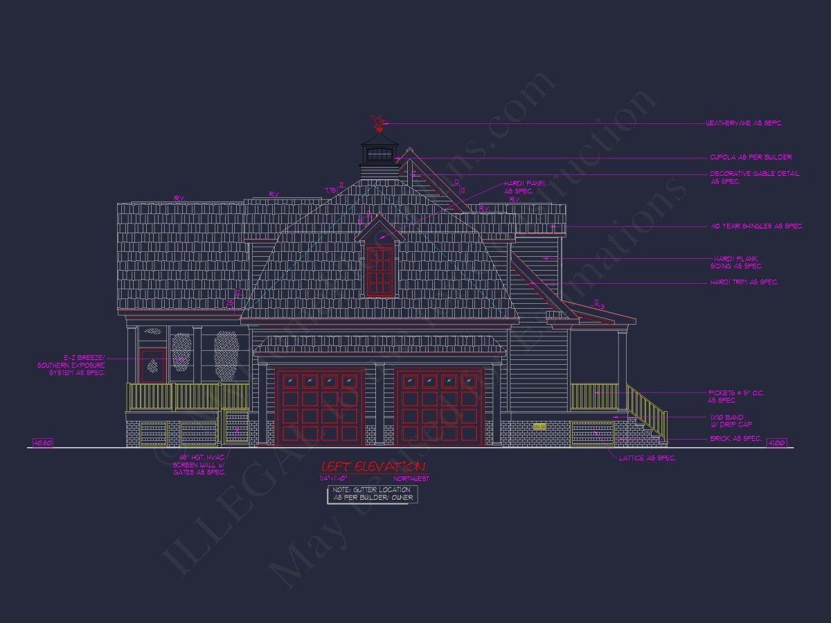 78'-Wide Cape Cod Floor Plan with Great Room and 2 Garage Bays