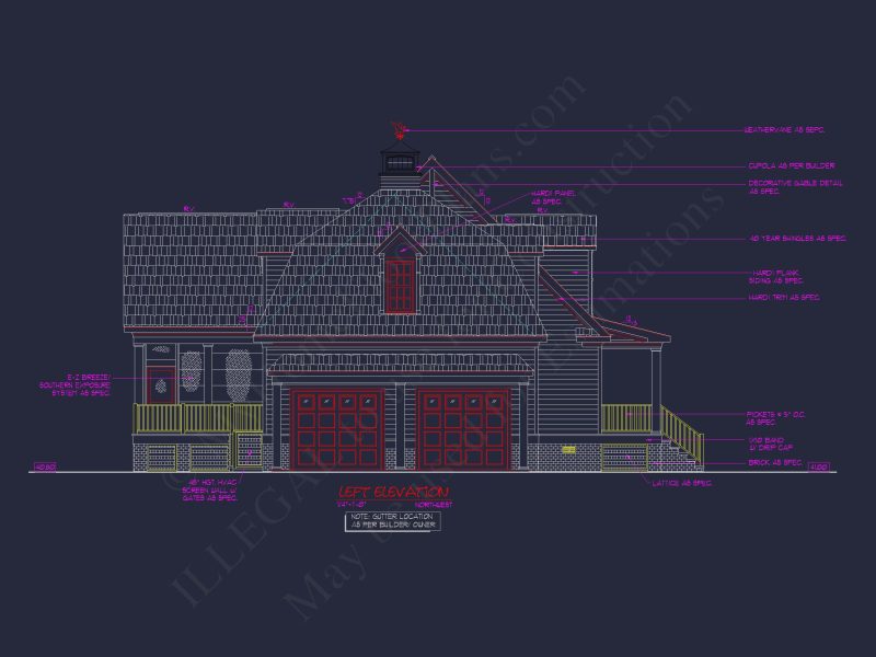 78'-Wide Cape Cod Floor Plan with Great Room and 2 Garage Bays