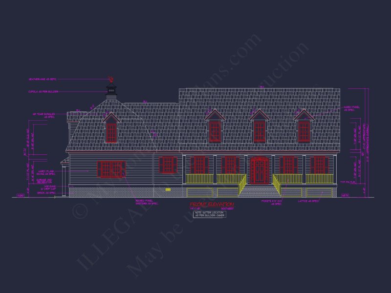 78'-Wide Cape Cod Floor Plan with Great Room and 2 Garage Bays