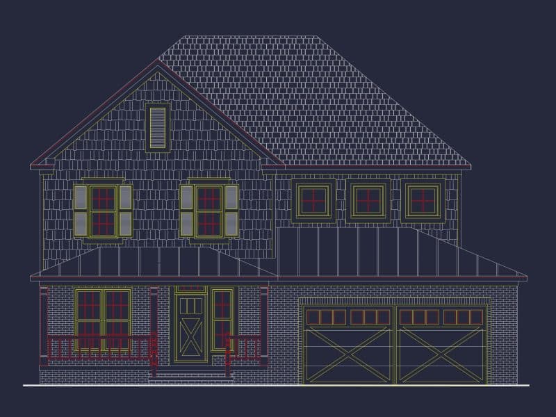 Elegant 4-Bedroom house Plan with 2 Floors and CAD Designs