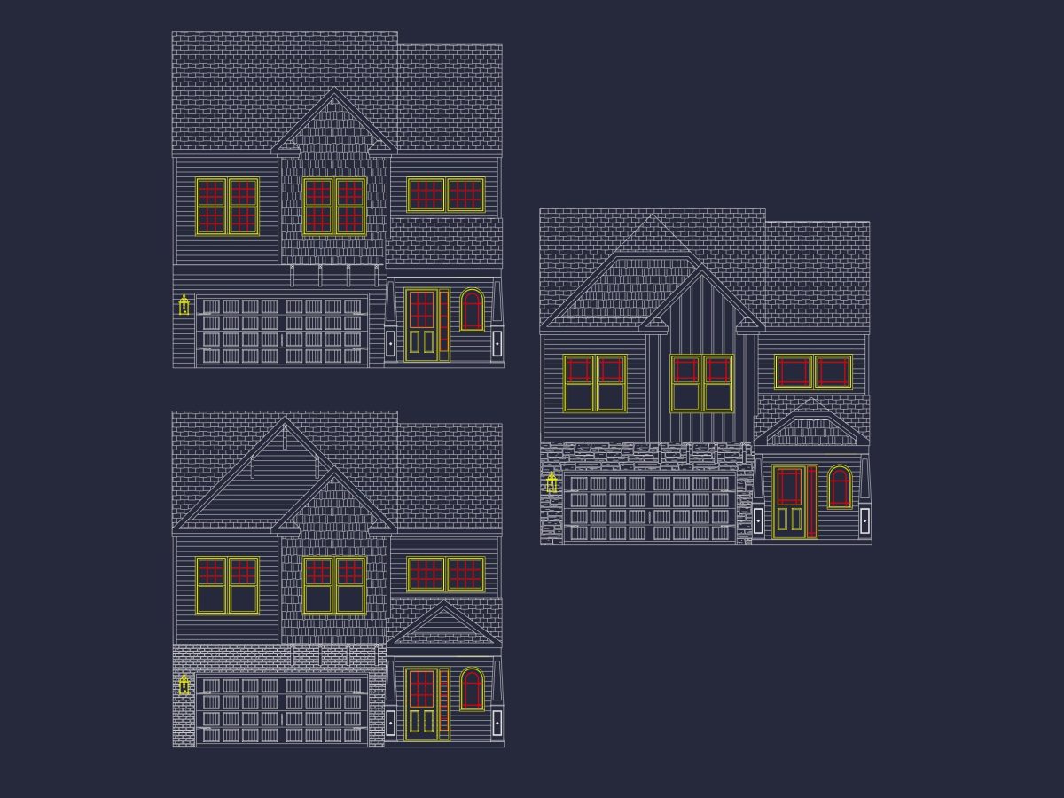 Modern Suburban house Plan with CAD Blueprints & Floor Designs