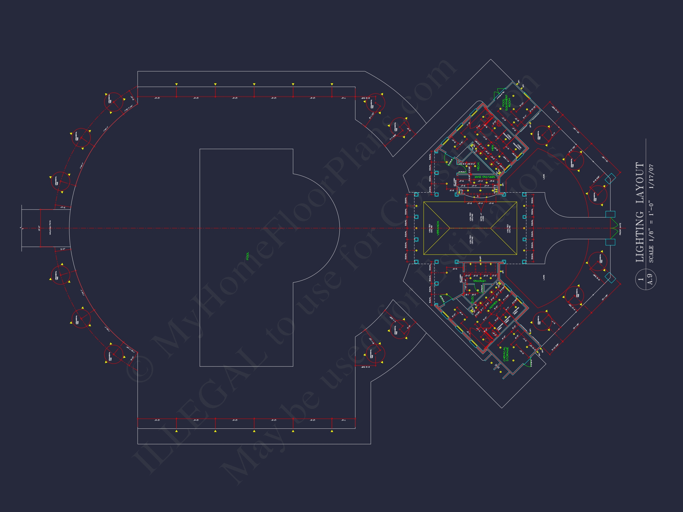 94' Wide Clubhouse Floor Plan - Architectural CAD Blueprints