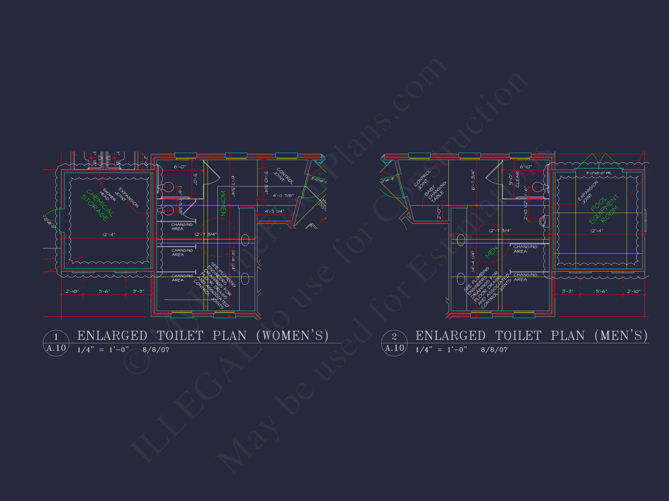 94' Wide Clubhouse Floor Plan - Architectural CAD Blueprints