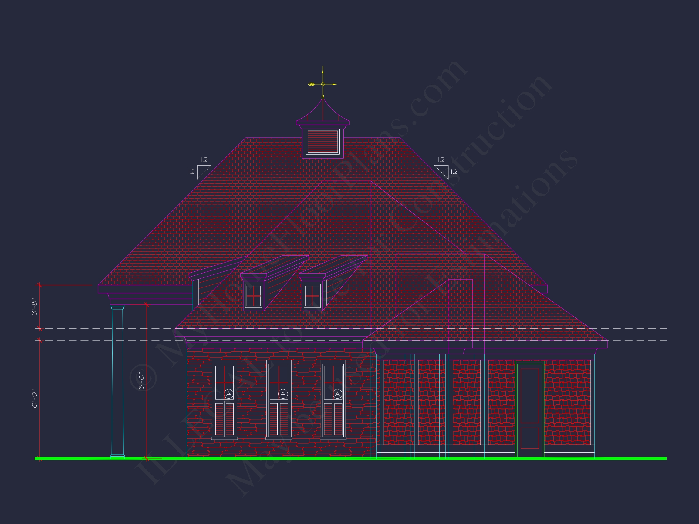 94' Wide Clubhouse Floor Plan - Architectural CAD Blueprints