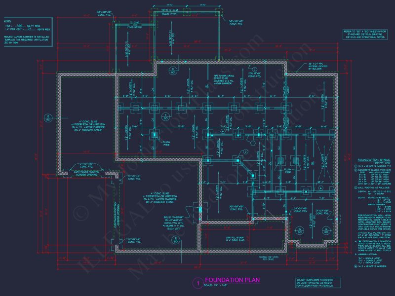 Architectural Floor Plan Blueprint for Spacious 4-Bed Craftsman house