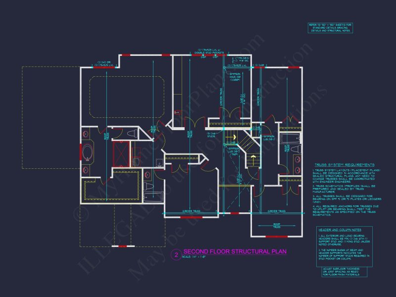 Architectural Floor Plan Blueprint for Spacious 4-Bed Craftsman house
