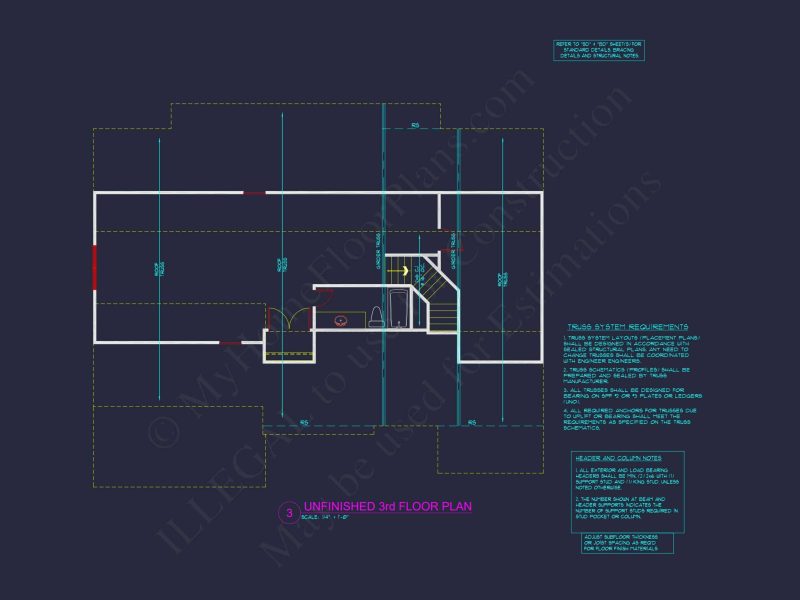 Architectural Floor Plan Blueprint for Spacious 4-Bed Craftsman house