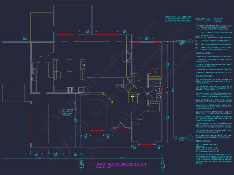 Architectural Floor Plan Blueprint for Spacious 4-Bed Craftsman house