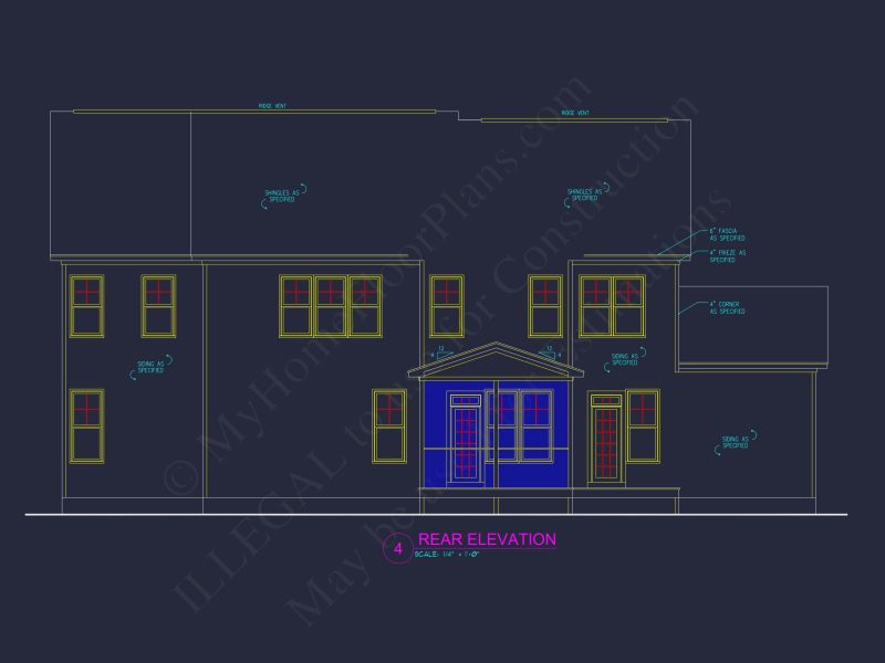 Architectural Floor Plan Blueprint for Spacious 4-Bed Craftsman house