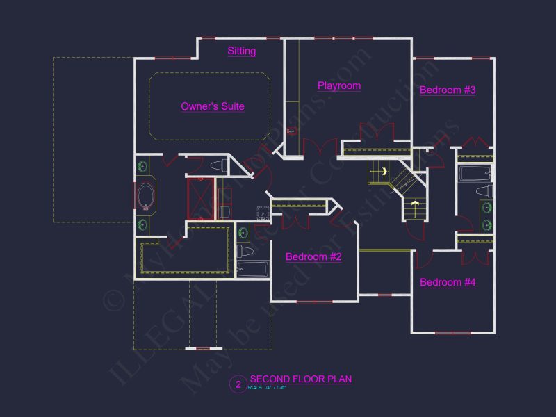 Architectural Floor Plan Blueprint for Spacious 4-Bed Craftsman house