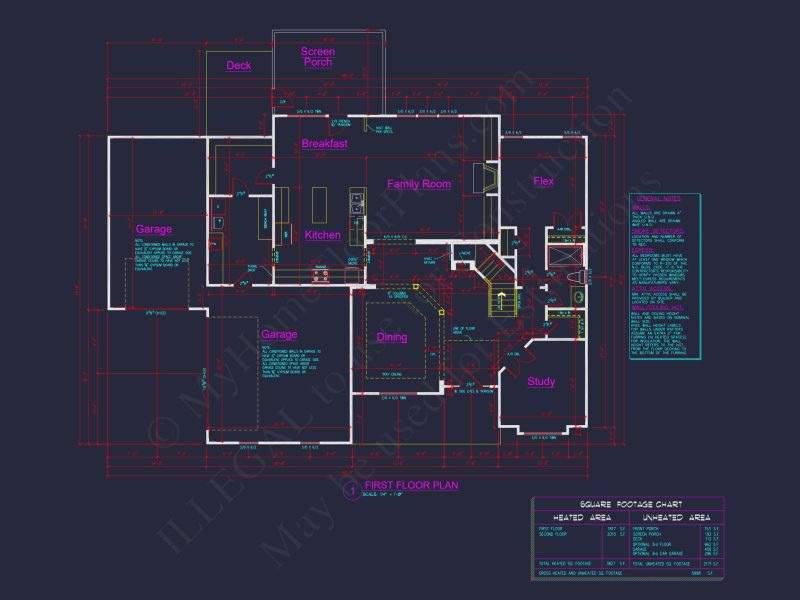 Architectural Floor Plan Blueprint for Spacious 4-Bed Craftsman house