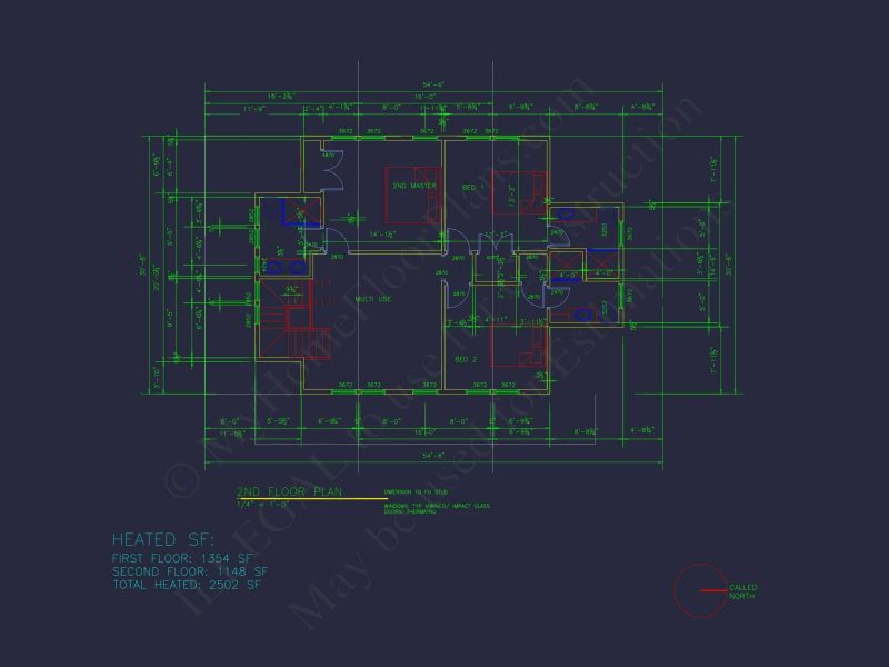 Architectural house Design Blueprint with 2 Floors and CAD