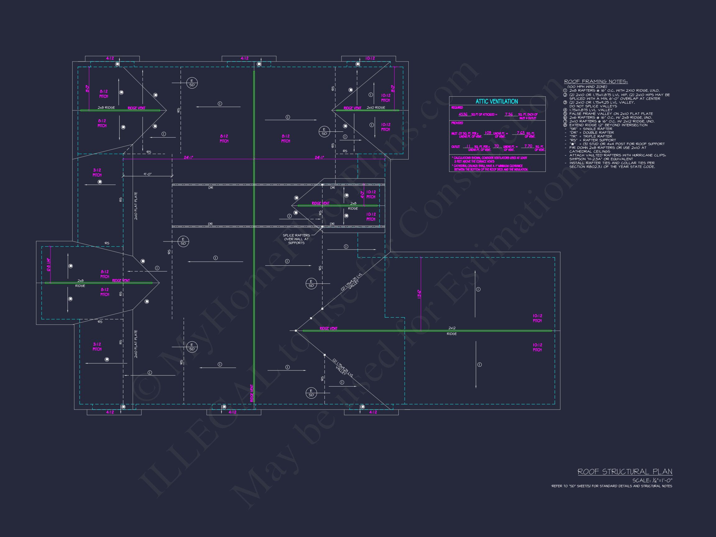 Architectural house Plan with 6 Bedrooms – CAD & Blueprints