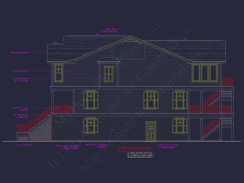 Beach Coastal house Plan with 3 Floors & 4 Bedrooms
