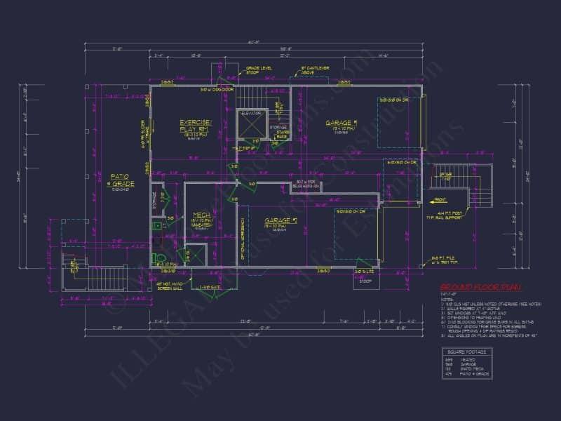 Beach Coastal house Plan with 3 Floors & 4 Bedrooms