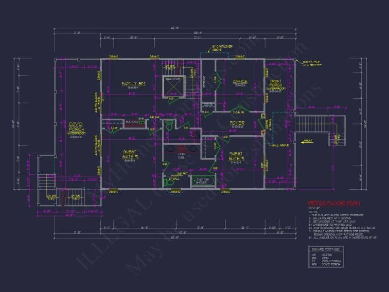 Beach Coastal house Plan with 3 Floors & 4 Bedrooms