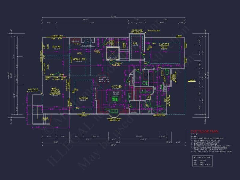 Beach Coastal house Plan with 3 Floors & 4 Bedrooms