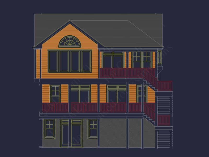 Beach Coastal house Plan with 3 Floors & 4 Bedrooms