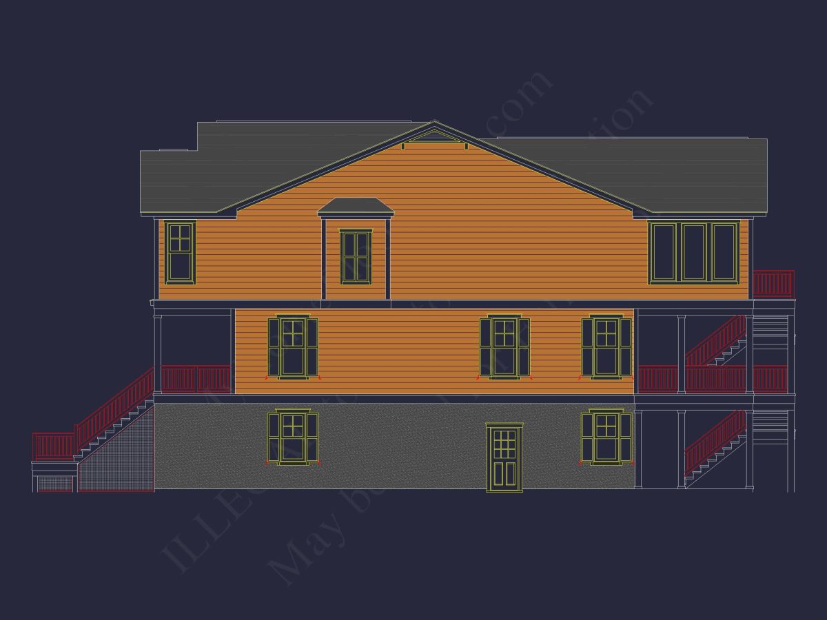 Beach Coastal house Plan with 3 Floors & 4 Bedrooms