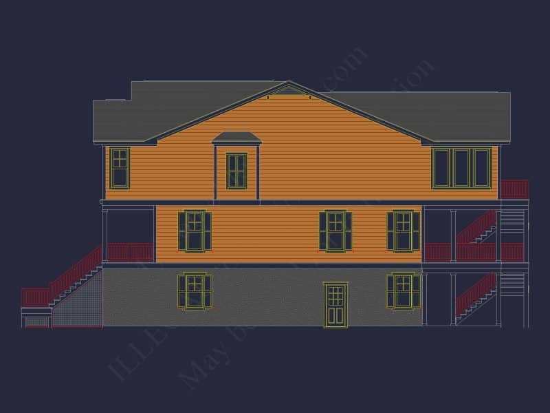 Beach Coastal house Plan with 3 Floors & 4 Bedrooms