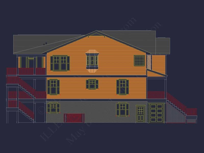 Beach Coastal house Plan with 3 Floors & 4 Bedrooms