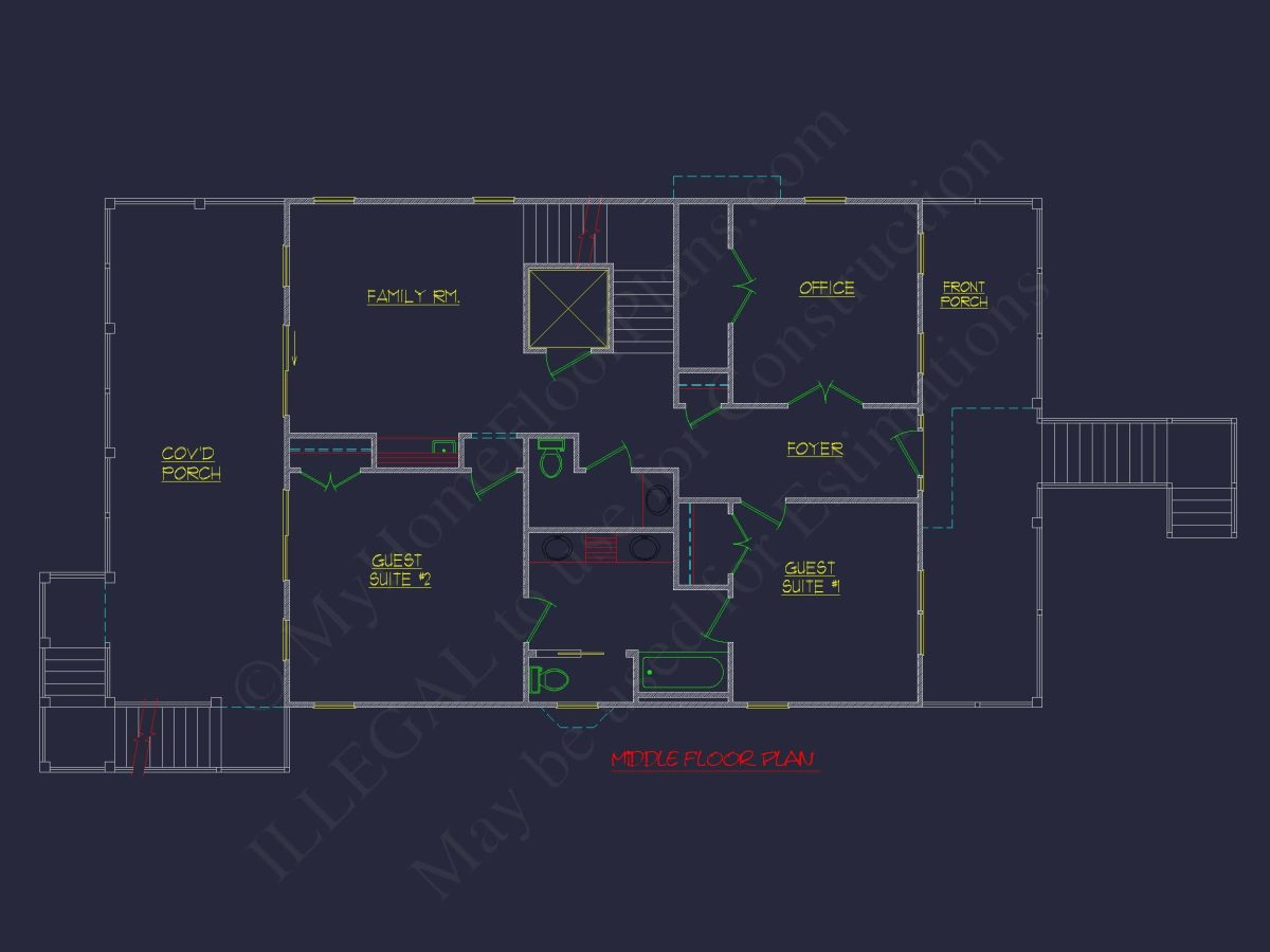 Beach Coastal house Plan with 3 Floors & 4 Bedrooms