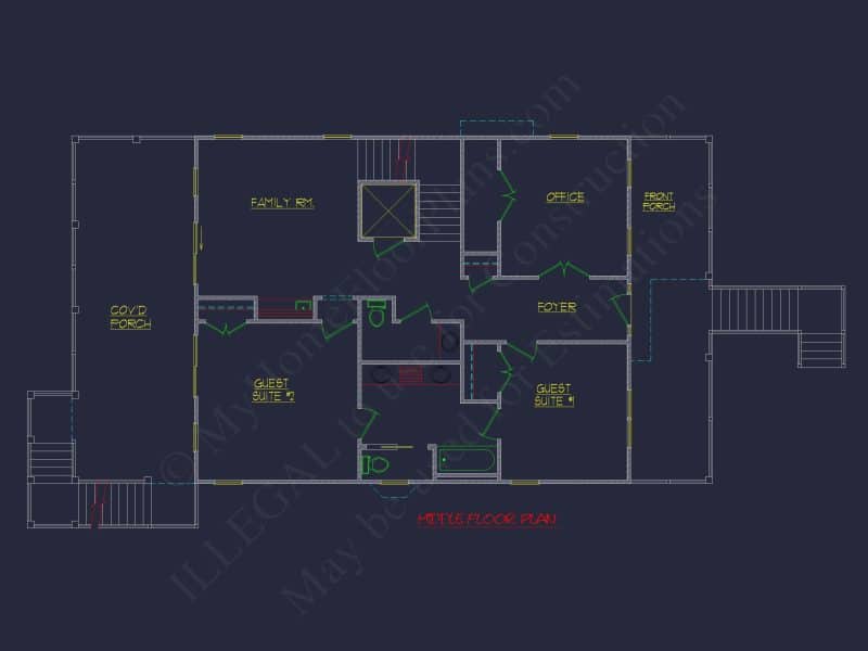 Beach Coastal house Plan with 3 Floors & 4 Bedrooms