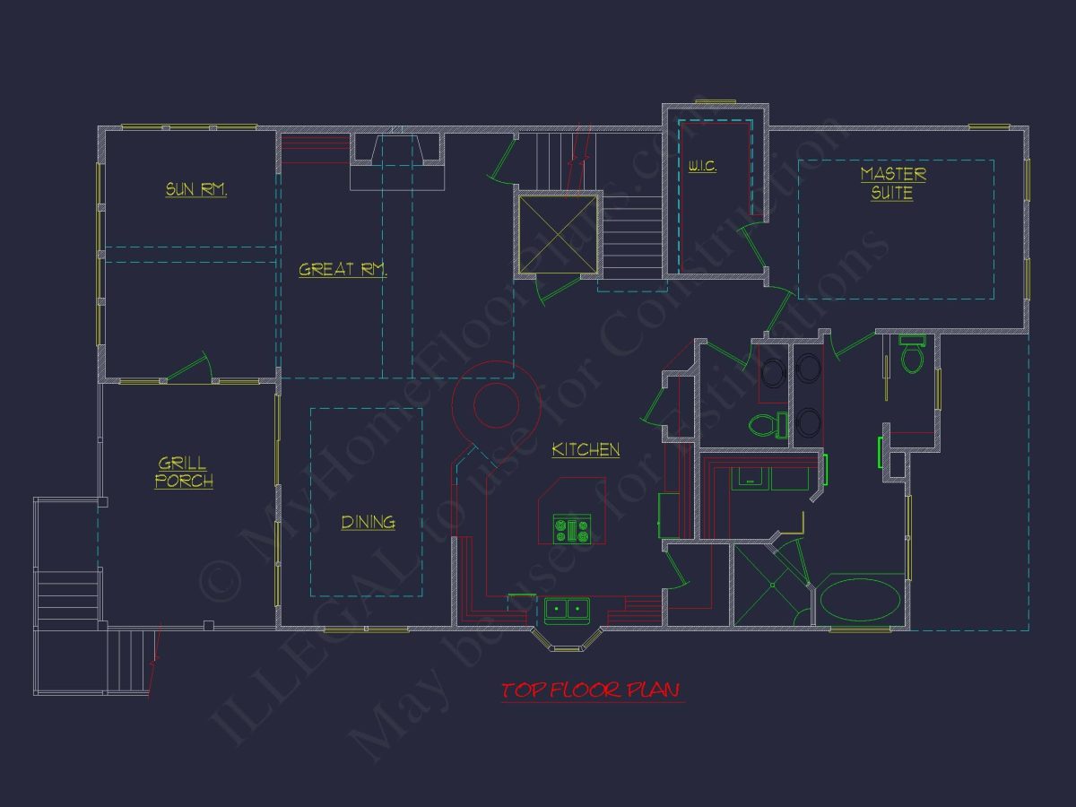 Beach Coastal house Plan with 3 Floors & 4 Bedrooms