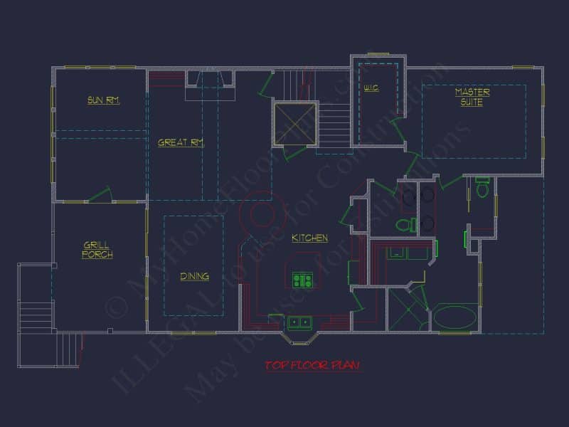 Beach Coastal house Plan with 3 Floors & 4 Bedrooms
