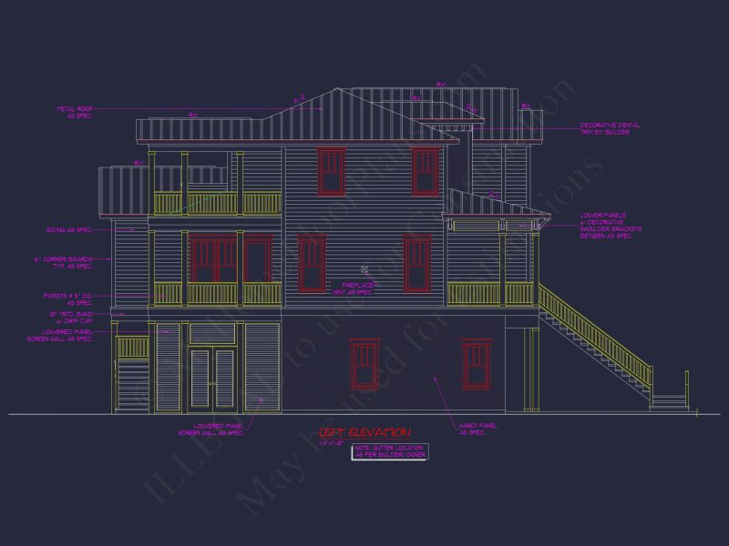Beach Coastal house Plan with CAD Architecture Designs