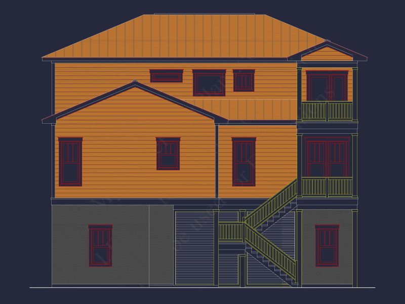 Beach Coastal house Plan with CAD Architecture Designs