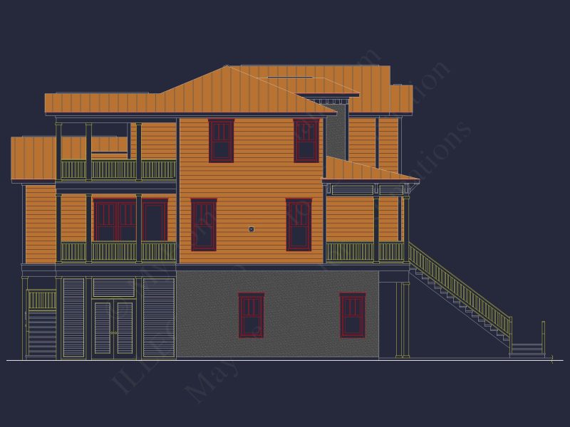Beach Coastal house Plan with CAD Architecture Designs