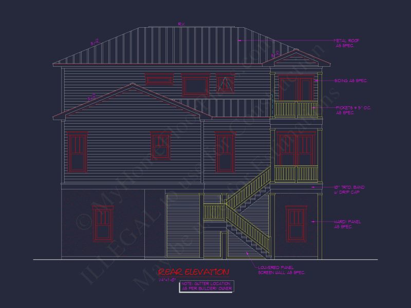 Beach Coastal house Plan with CAD Architecture Designs