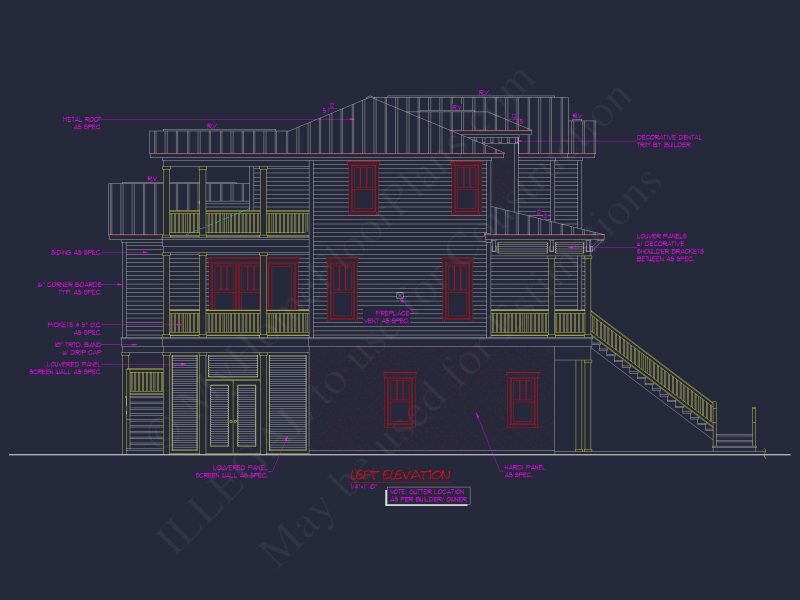 Beach Coastal house Plan with CAD Architecture Designs