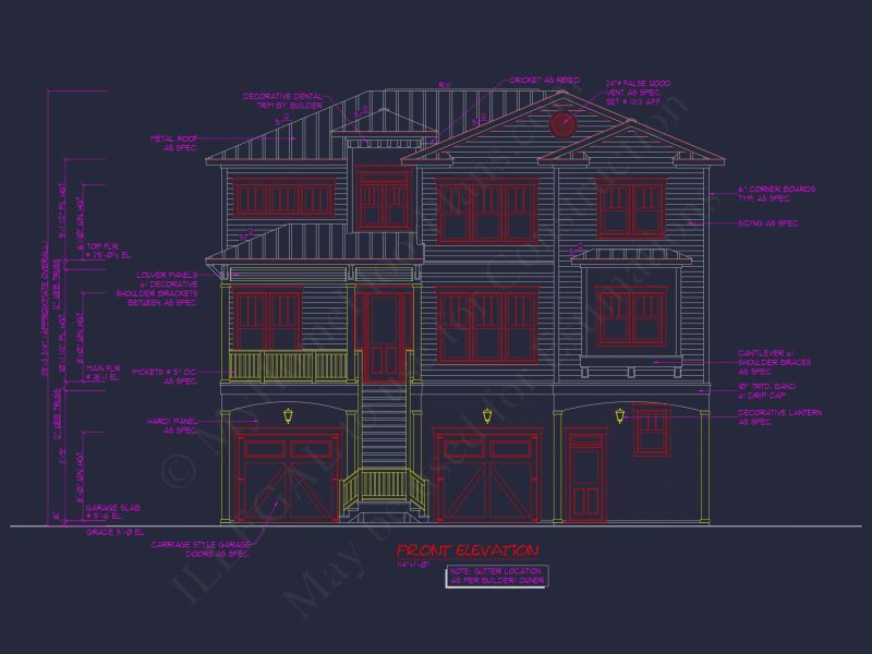Beach Coastal house Plan with CAD Architecture Designs