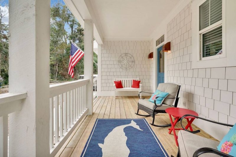 Beach Cottage Floor Plan with Detached Garage and CAD Designs