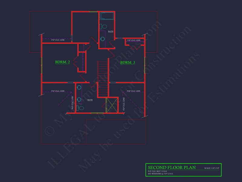 Beach Cottage Floor Plan with Detached Garage and CAD Designs