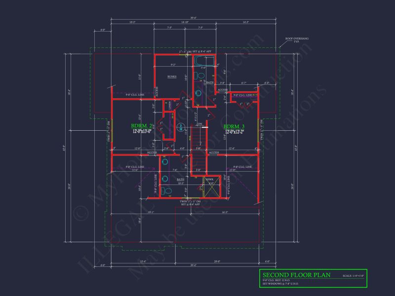 Beach Cottage Floor Plan with Detached Garage and CAD Designs