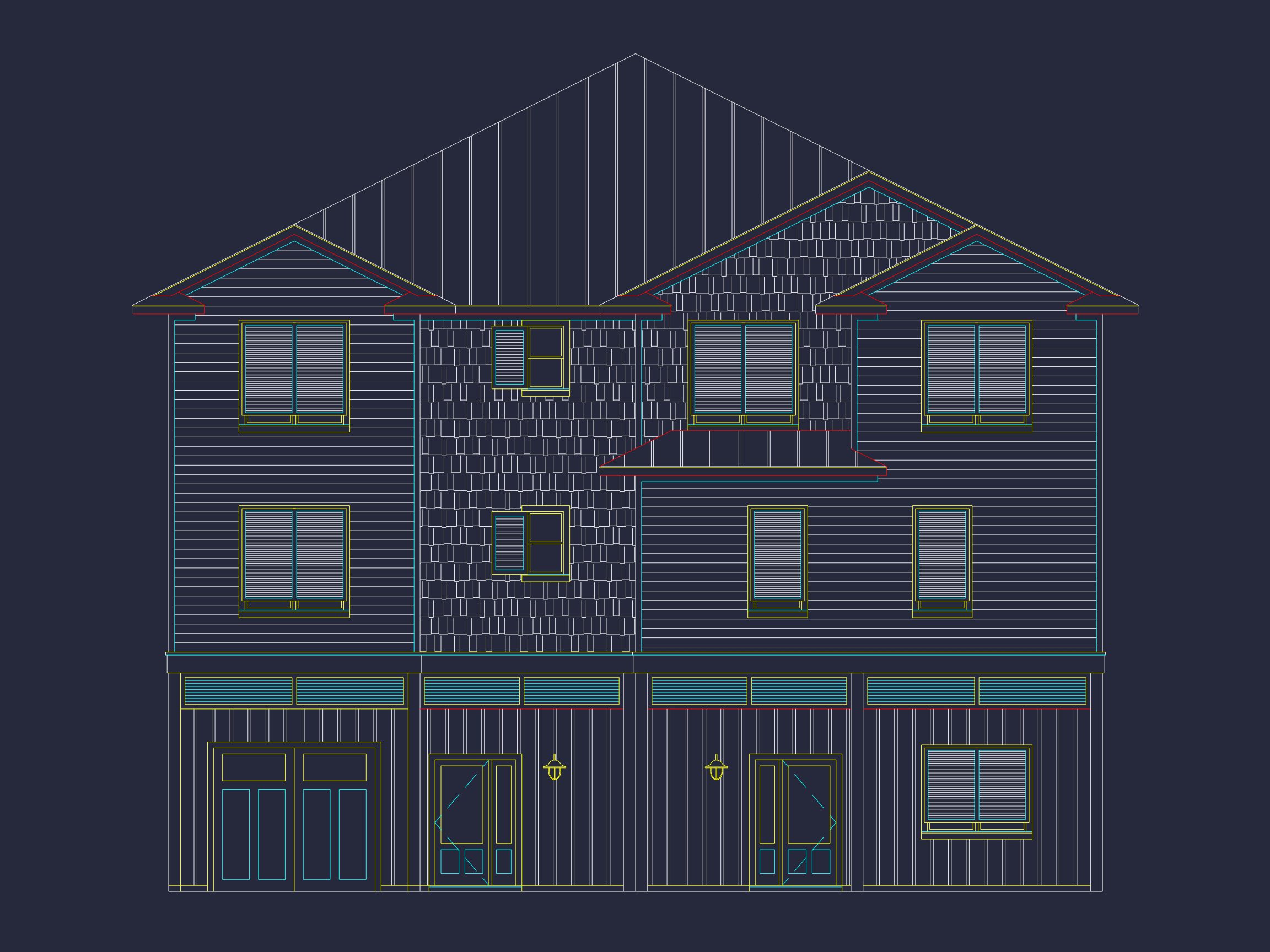 Beach Duplex Floor Plan with 4 Beds,Garage & CAD Designs