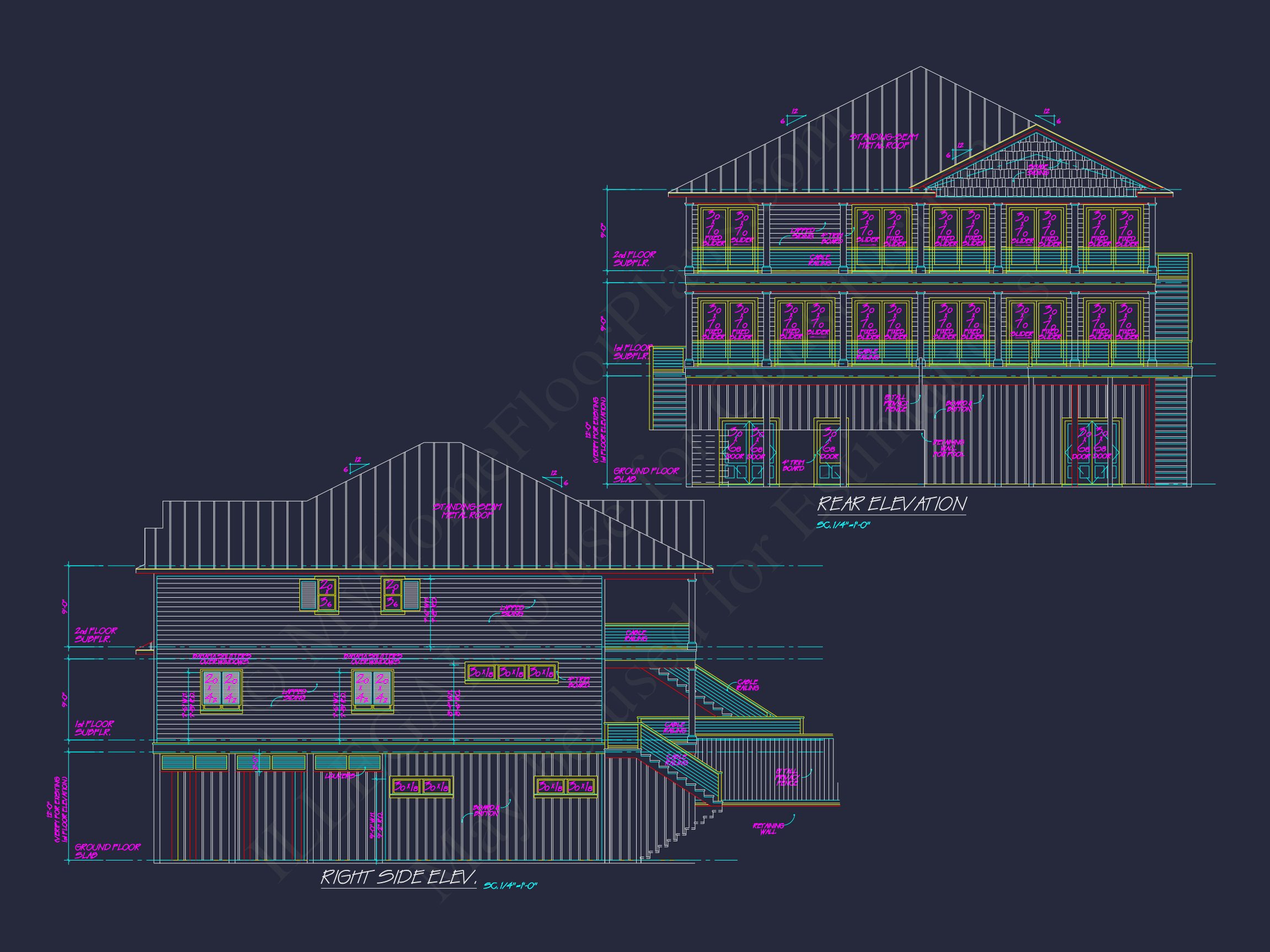 Beach Duplex Floor Plan with 4 Beds,Garage & CAD Designs
