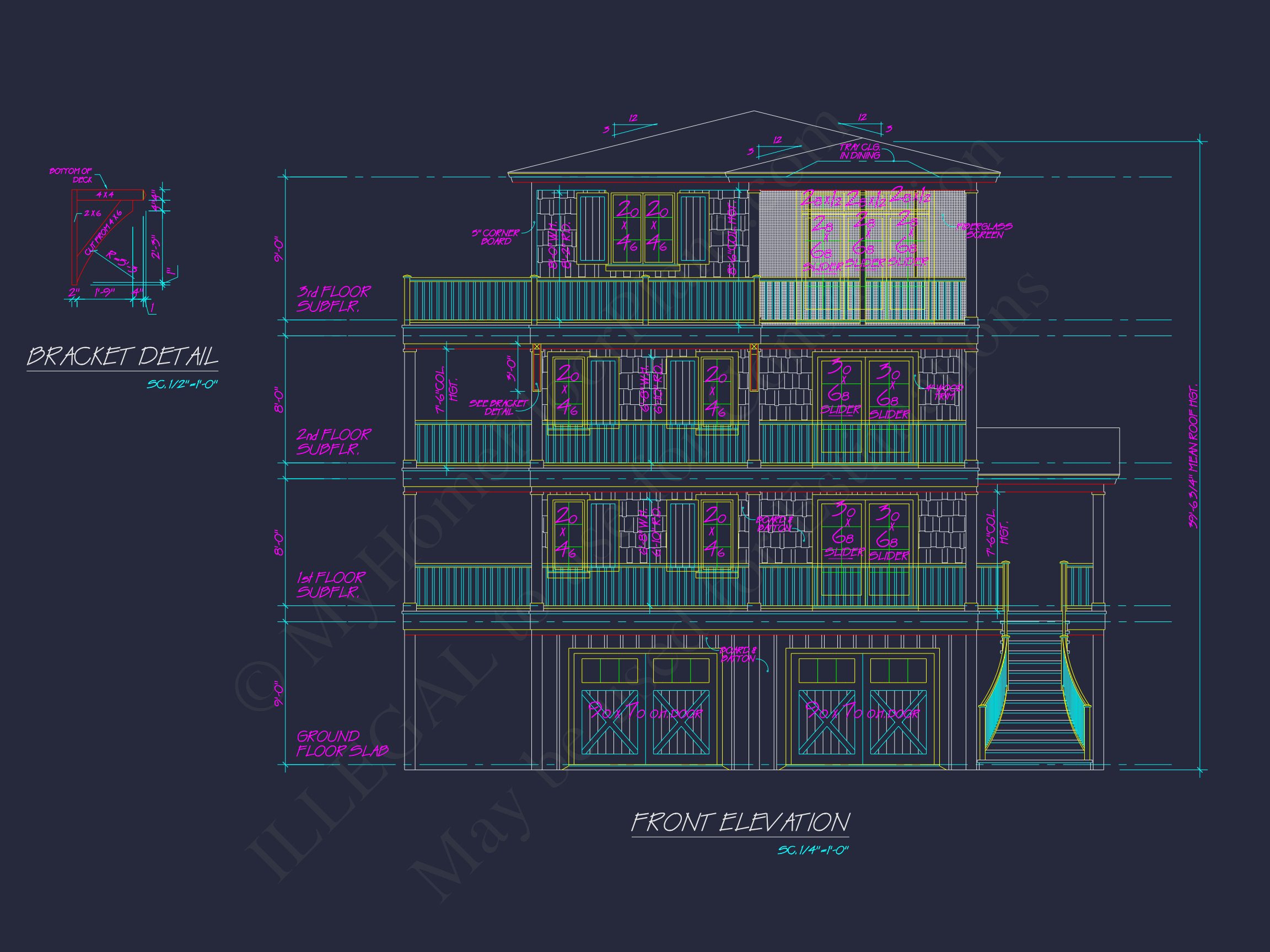 Beach house Architectural Floor Plan with Wrap Around Porch