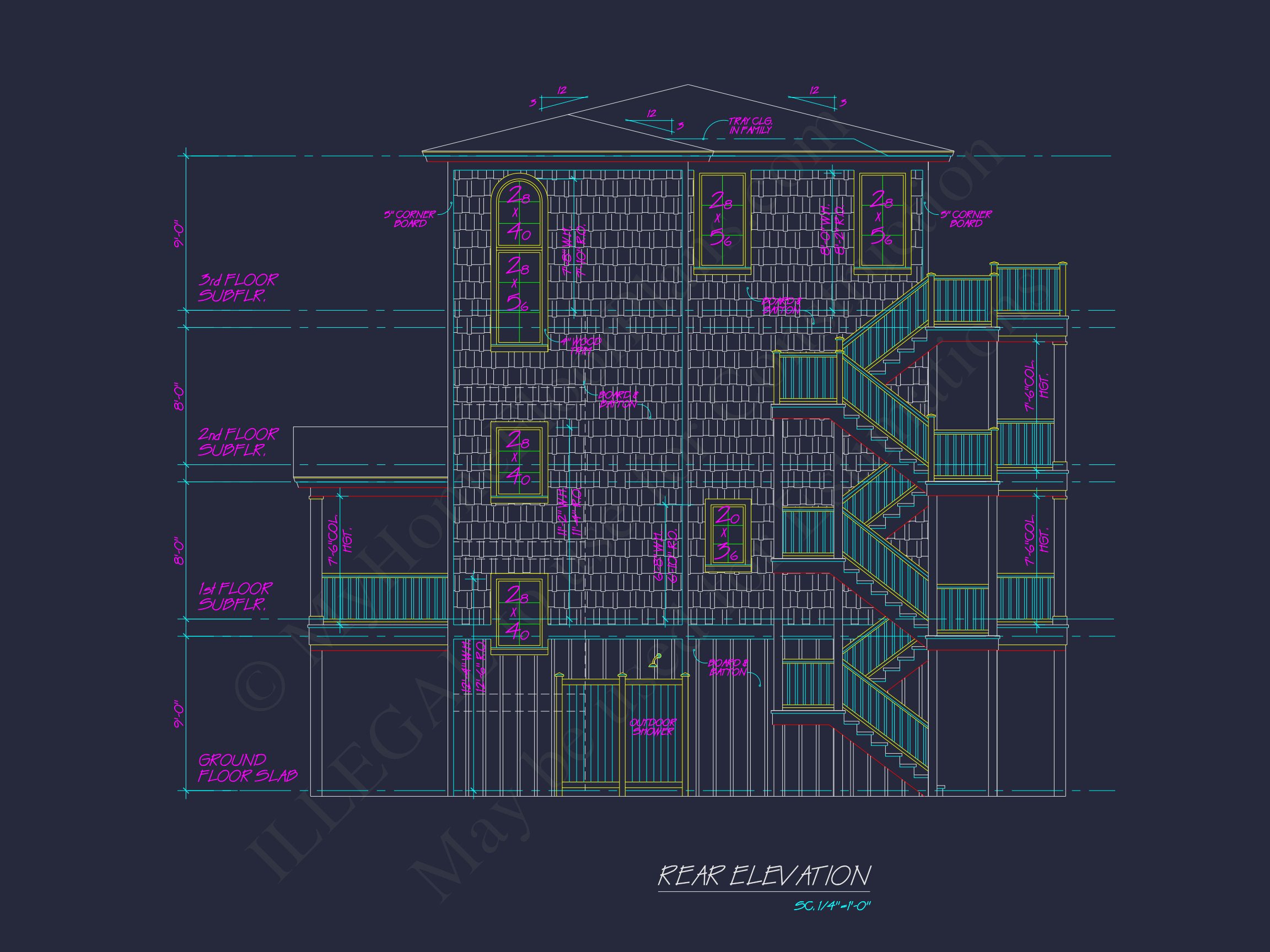 Beach house Architectural Floor Plan with Wrap Around Porch