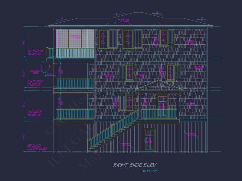 Beach house Architectural Floor Plan with Wrap Around Porch