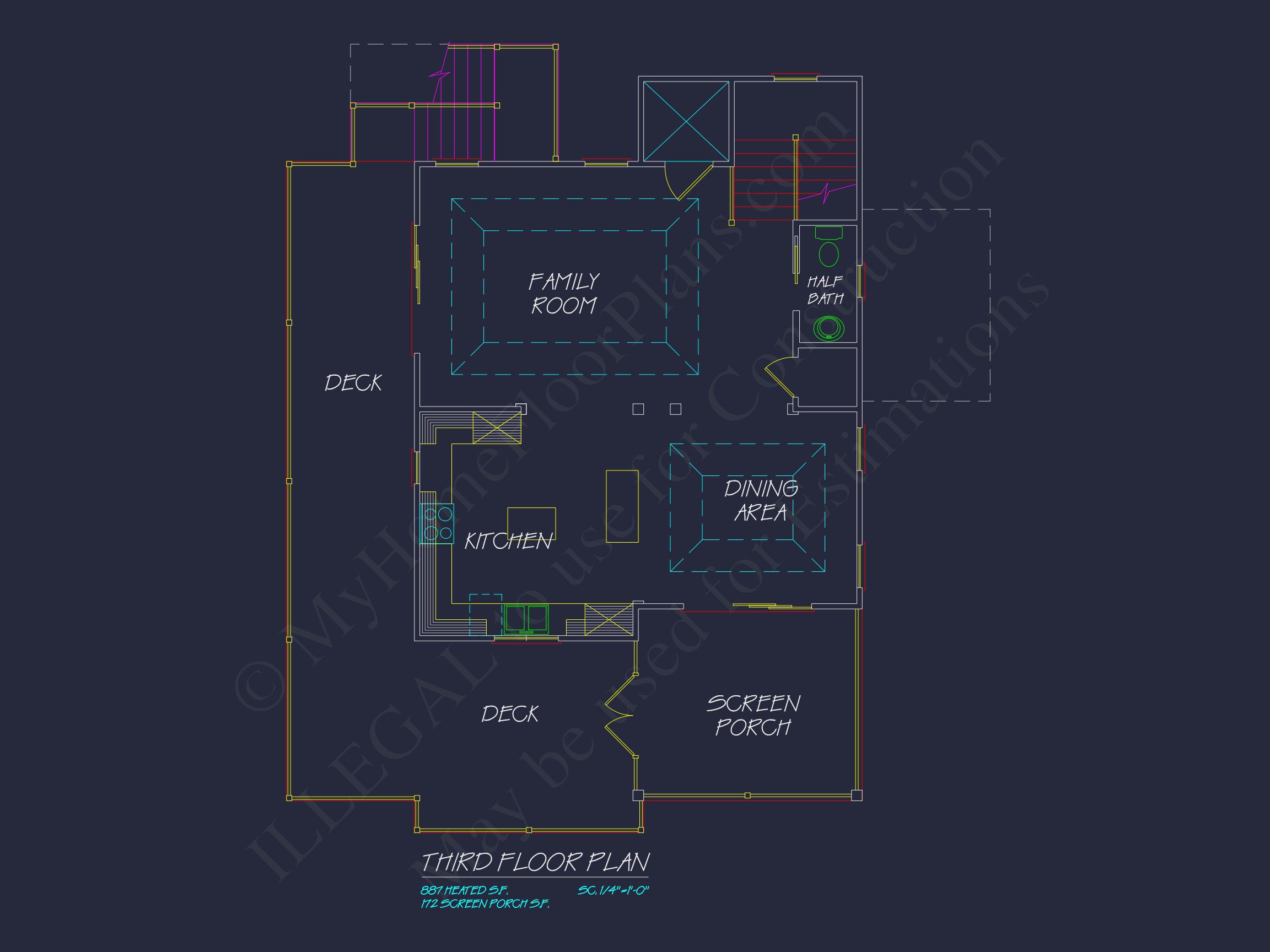 Beach house Architectural Floor Plan with Wrap Around Porch