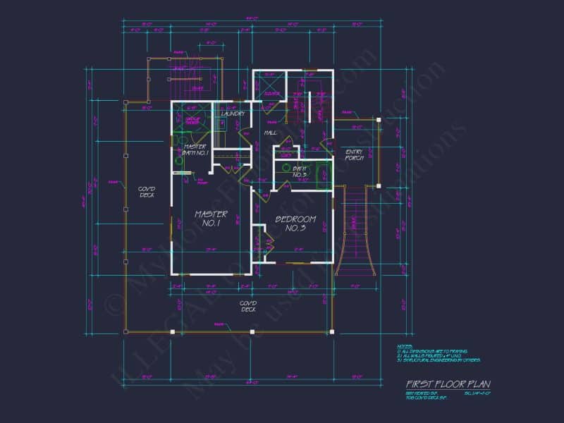 Beach house Architectural Floor Plan with Wrap Around Porch