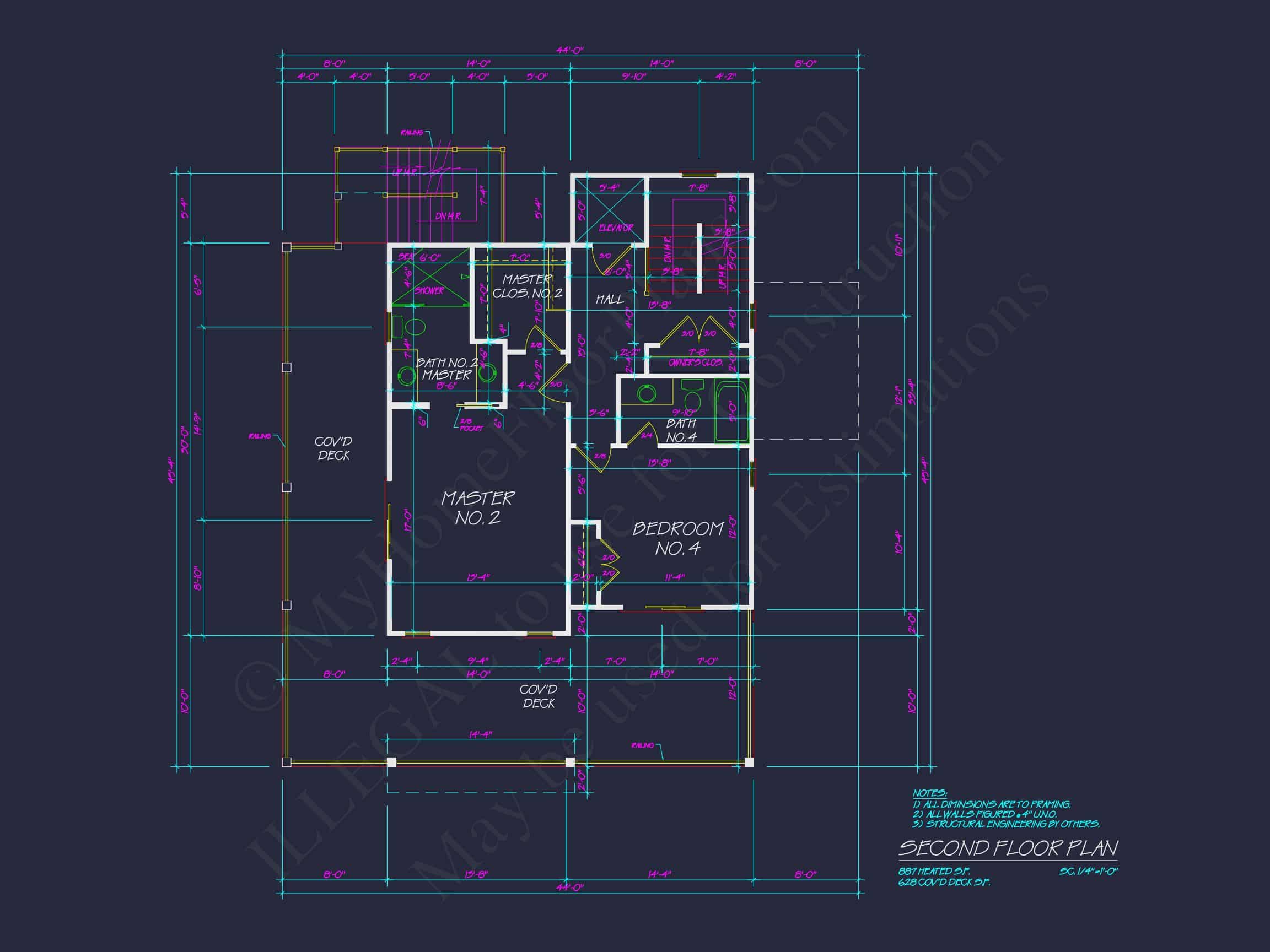 Beach house Architectural Floor Plan with Wrap Around Porch