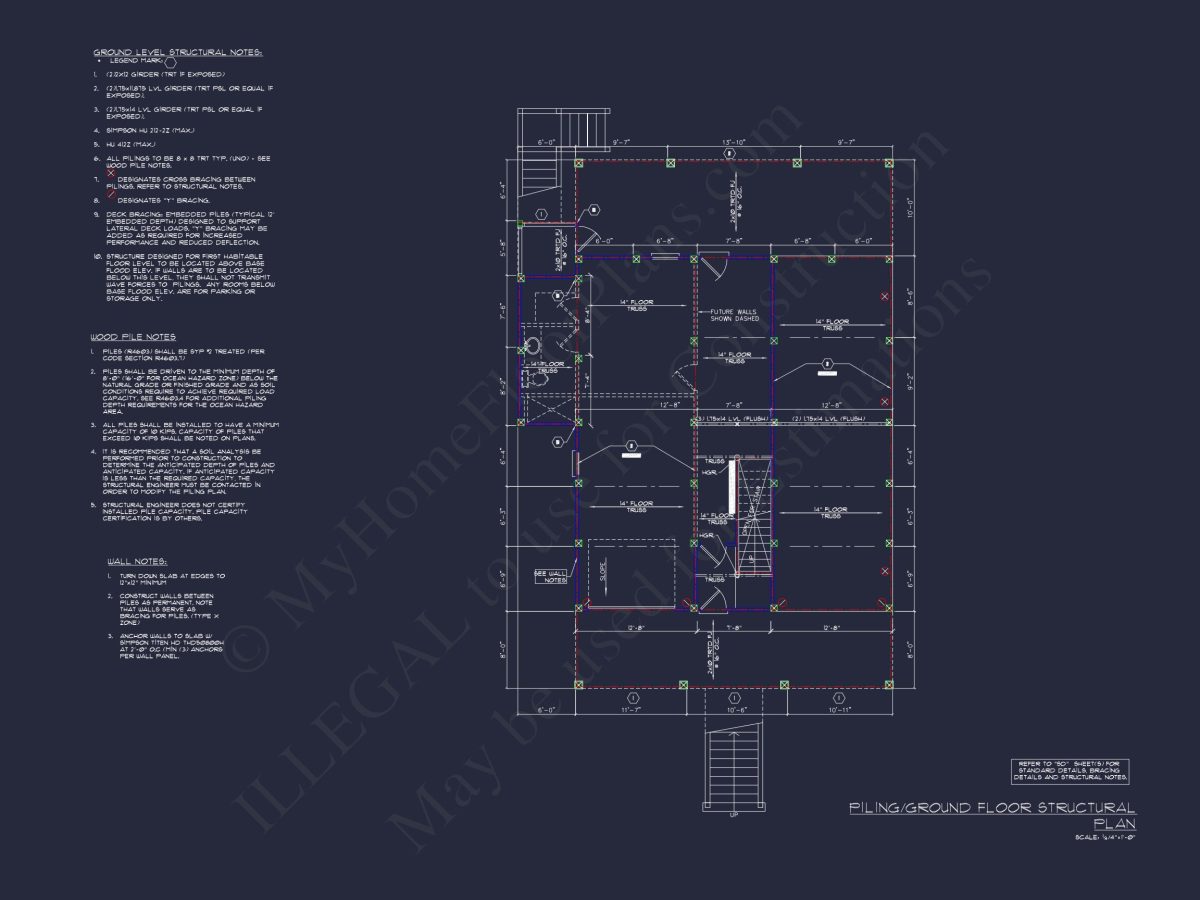 Beach house Blueprint with CAD Designs and Floor Plans