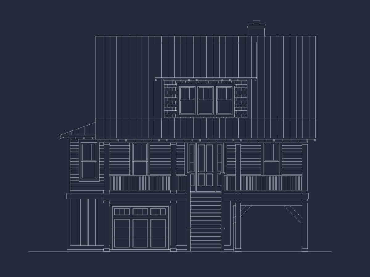 Beach house Blueprint with CAD Designs and Floor Plans