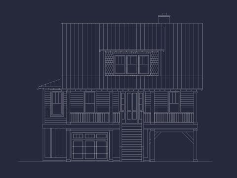 Beach house Blueprint with CAD Designs and Floor Plans