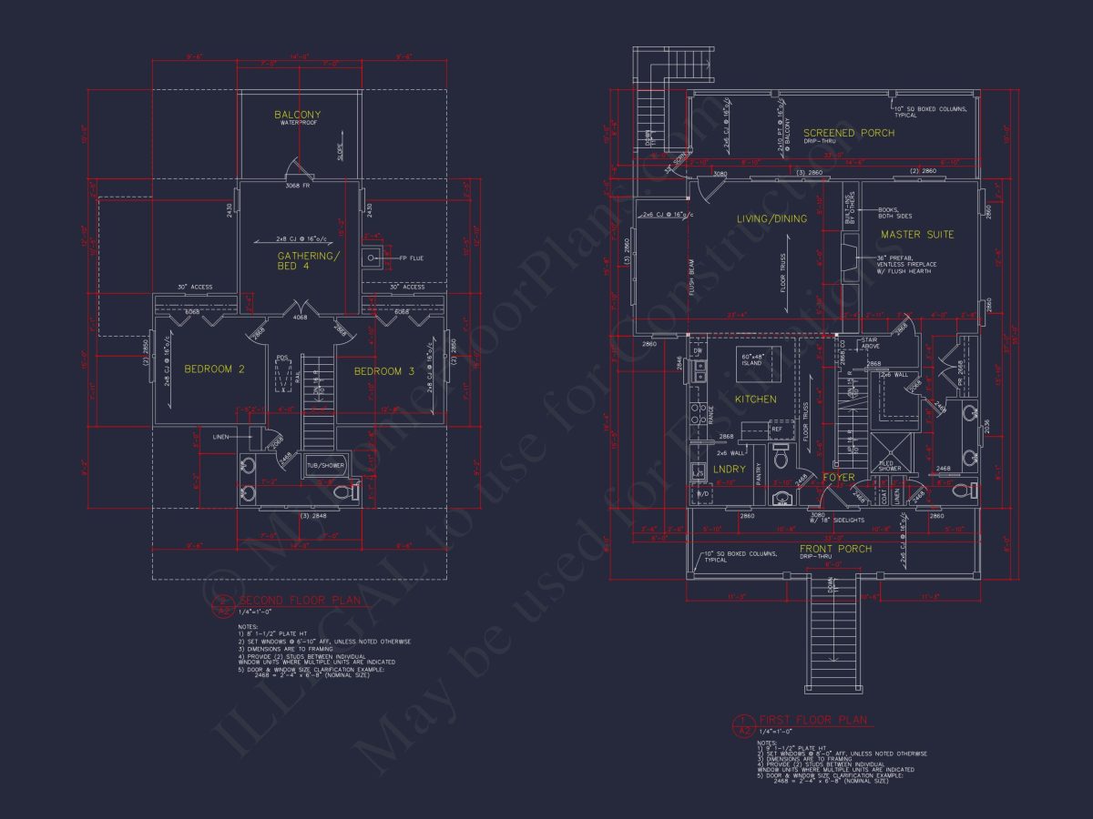 Beach house Blueprint with CAD Designs and Floor Plans